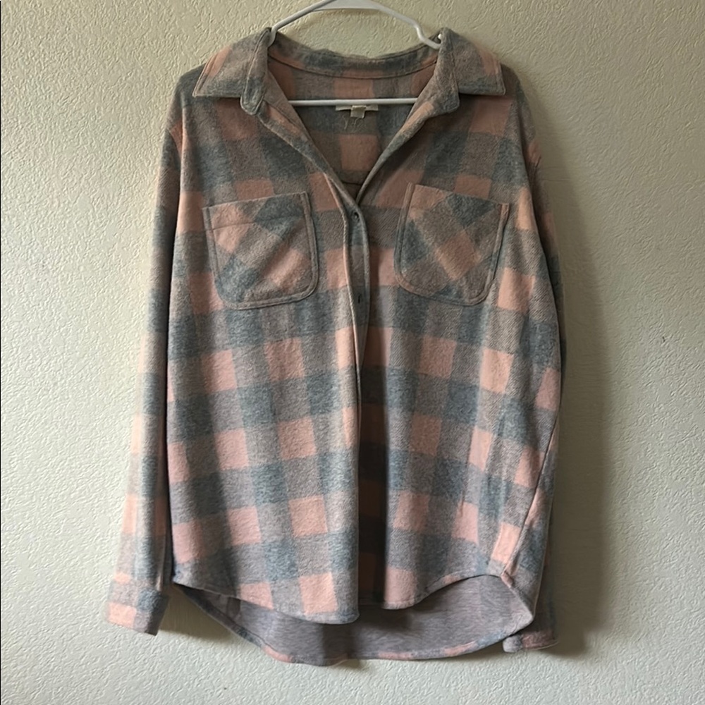 Beach lunch longe plaid soft button up